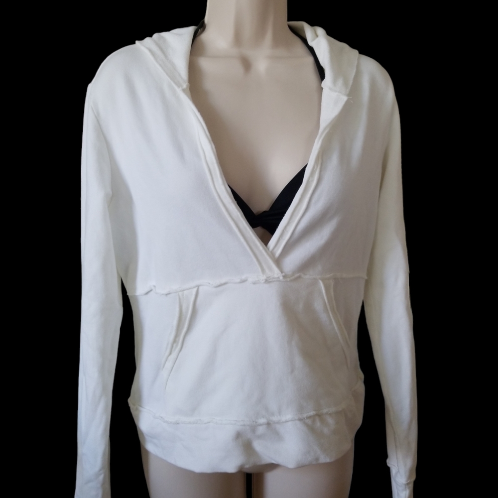 White Women's Hooded Pullover Top